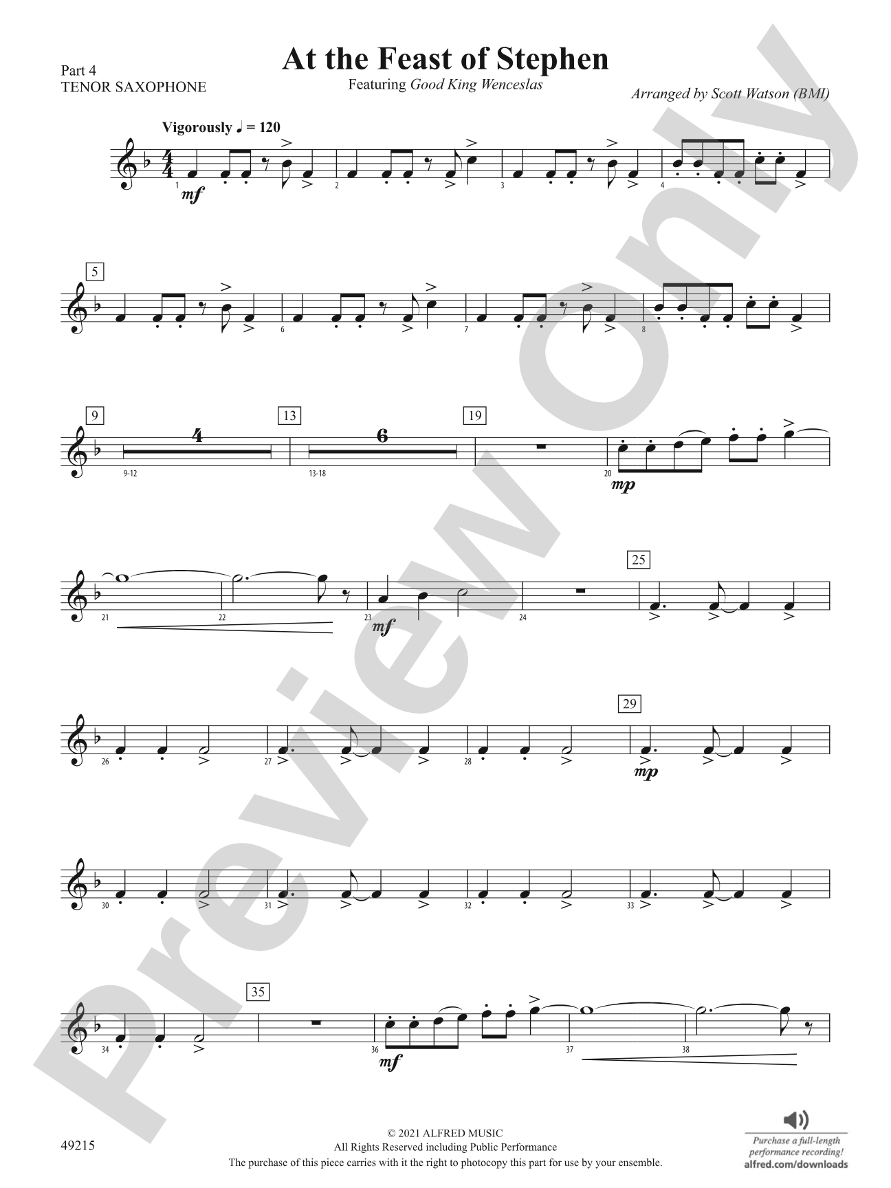At the Feast of Stephen: Part 4 - Tenor Saxophone