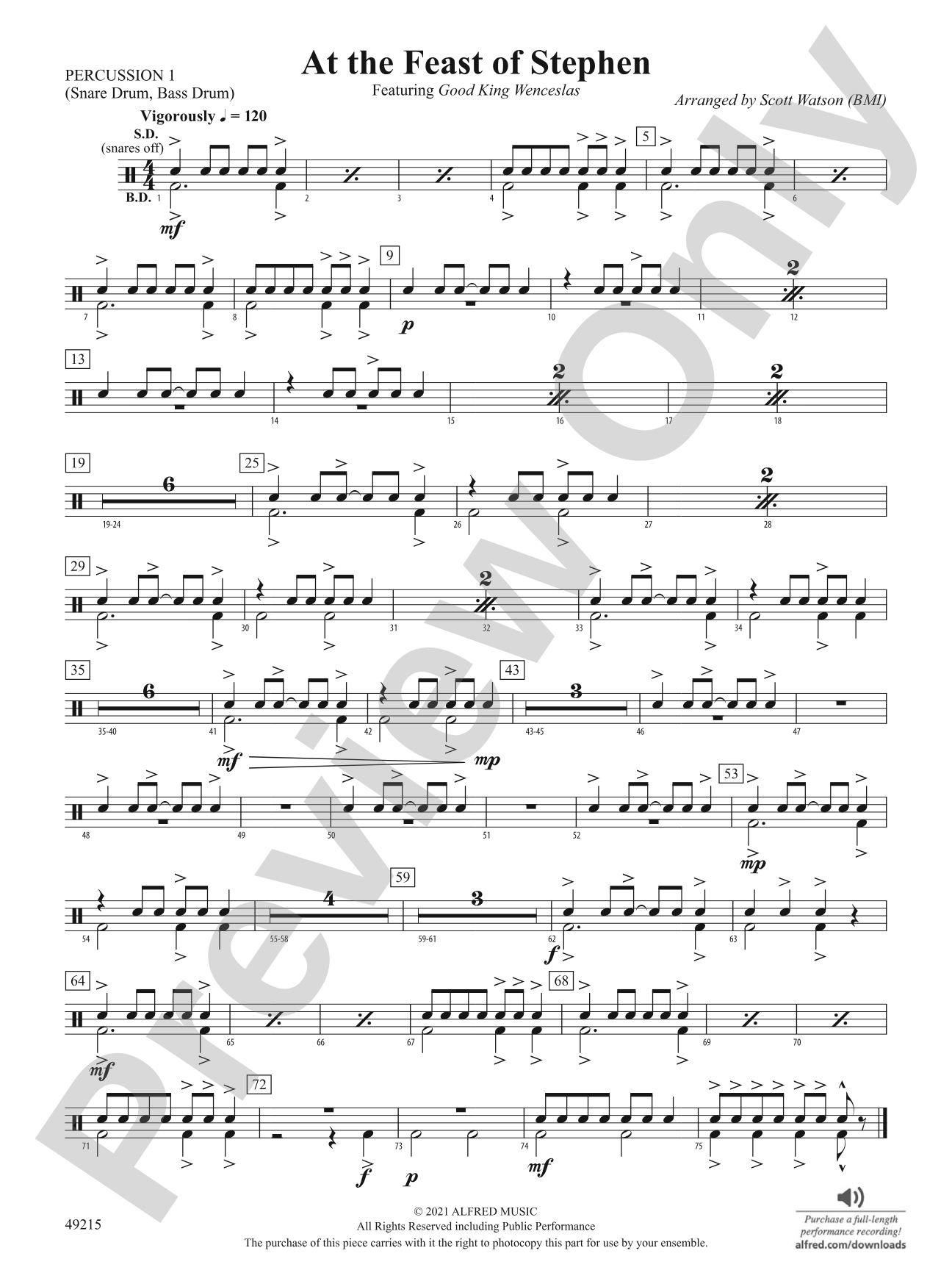 At the Feast of Stephen: 1st Percussion