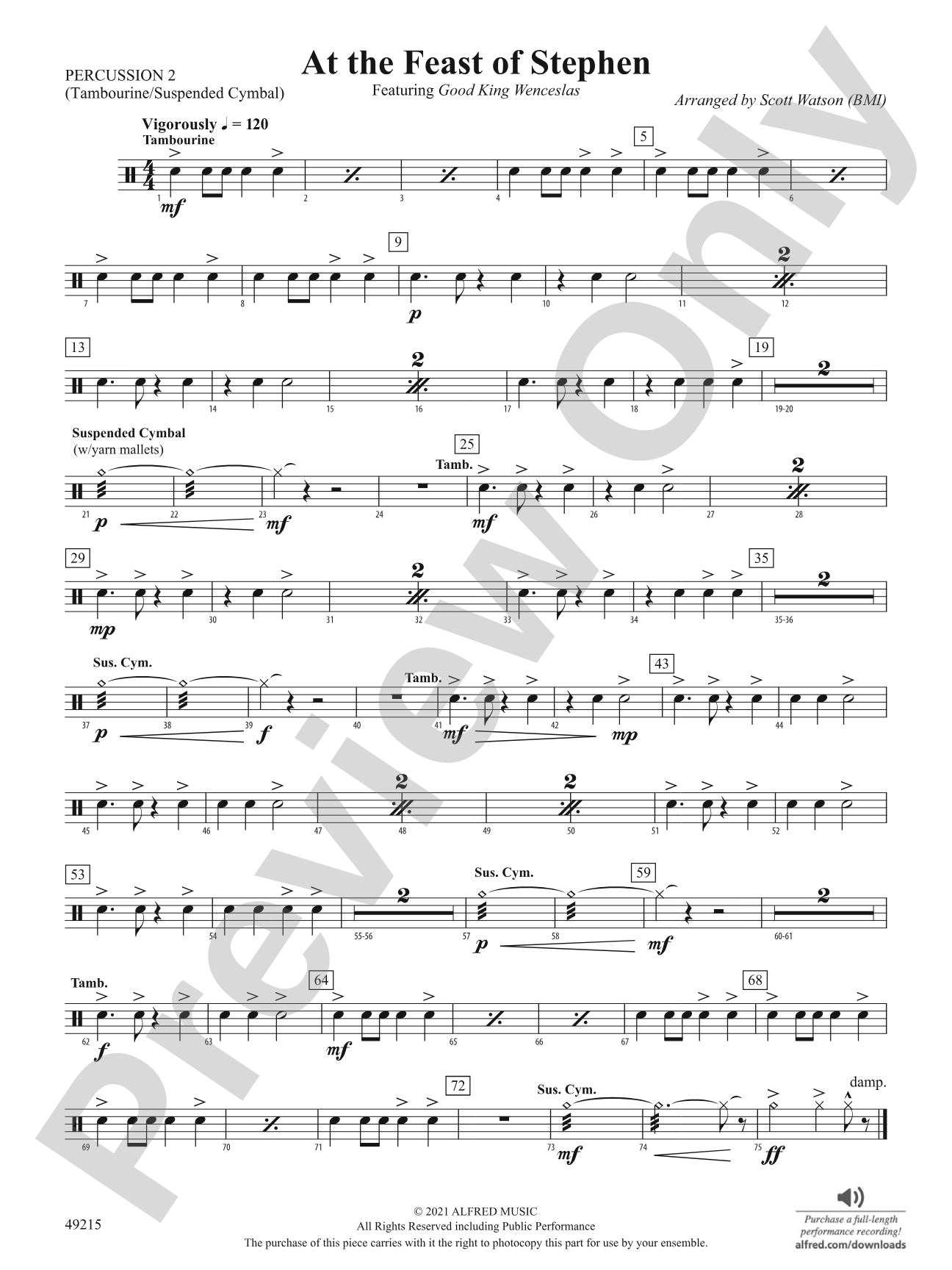 At the Feast of Stephen: 2nd Percussion