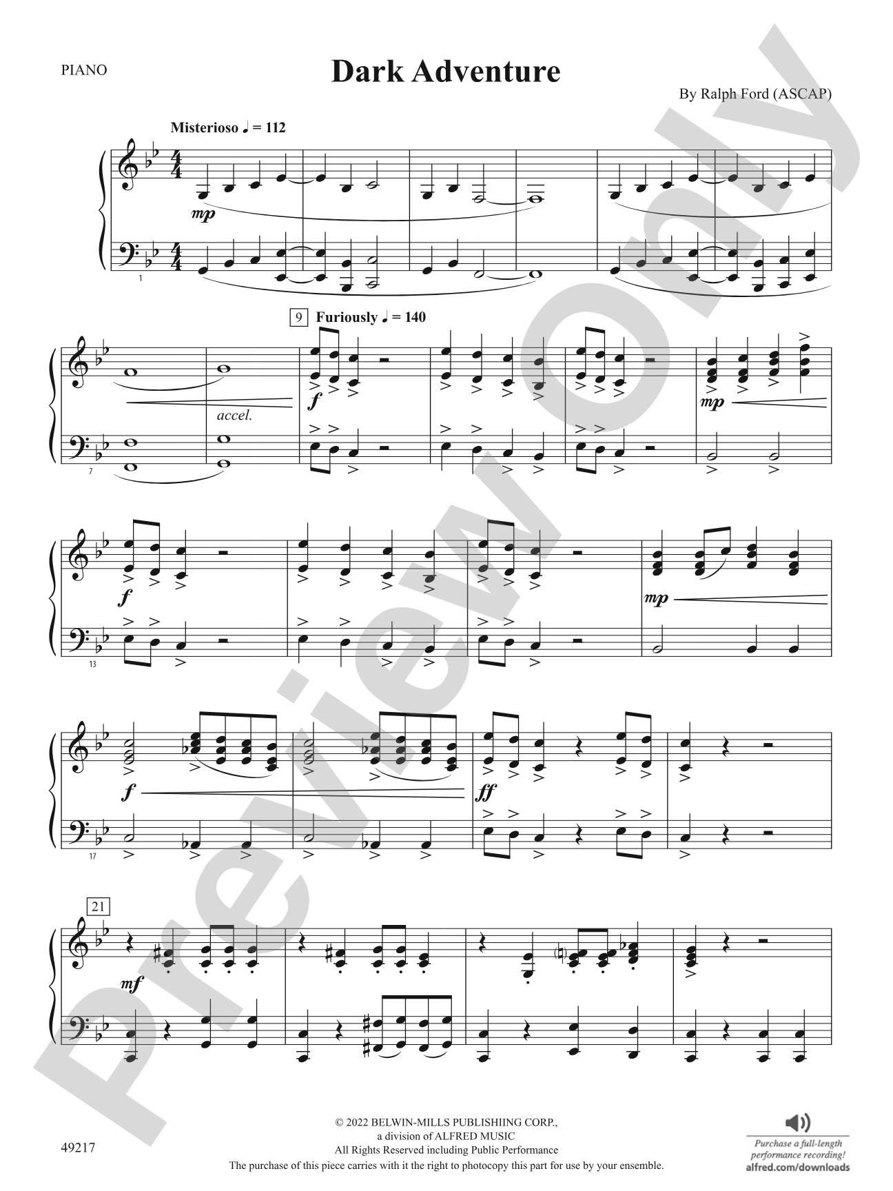 Dark Adventure: Piano Accompaniment
