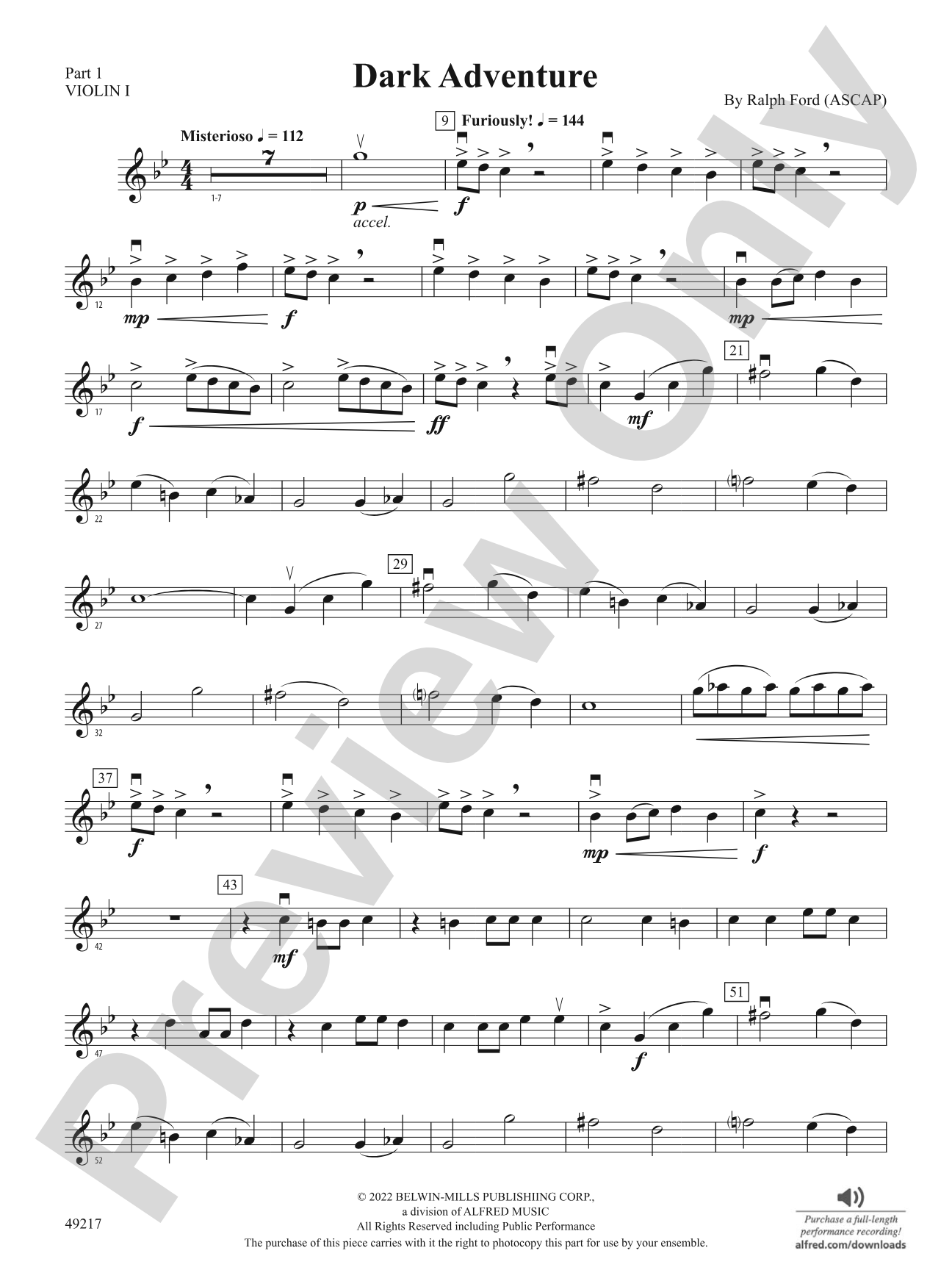 Dark Adventure: Part 1 - Violin I