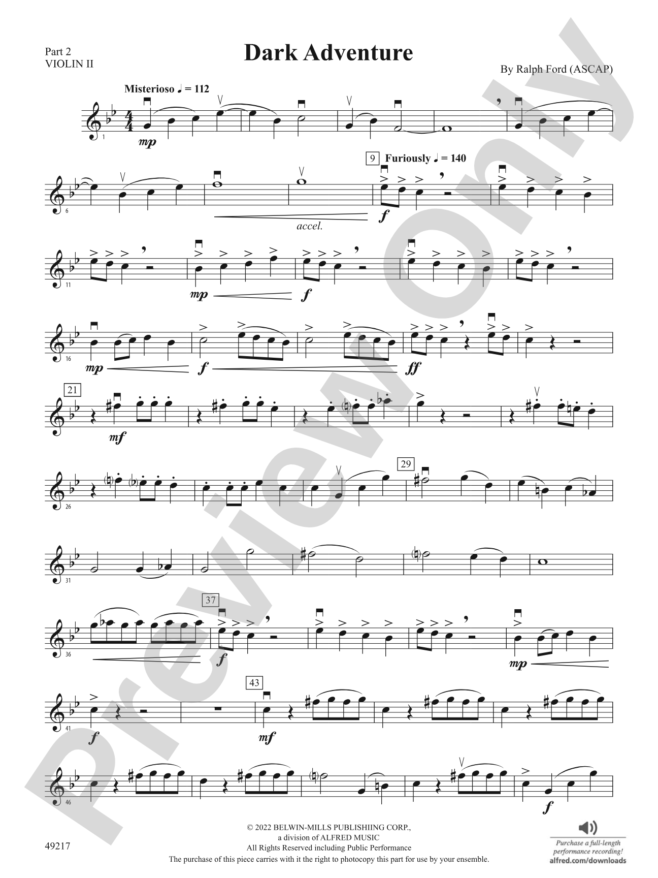 Dark Adventure: Part 2 - Violin I