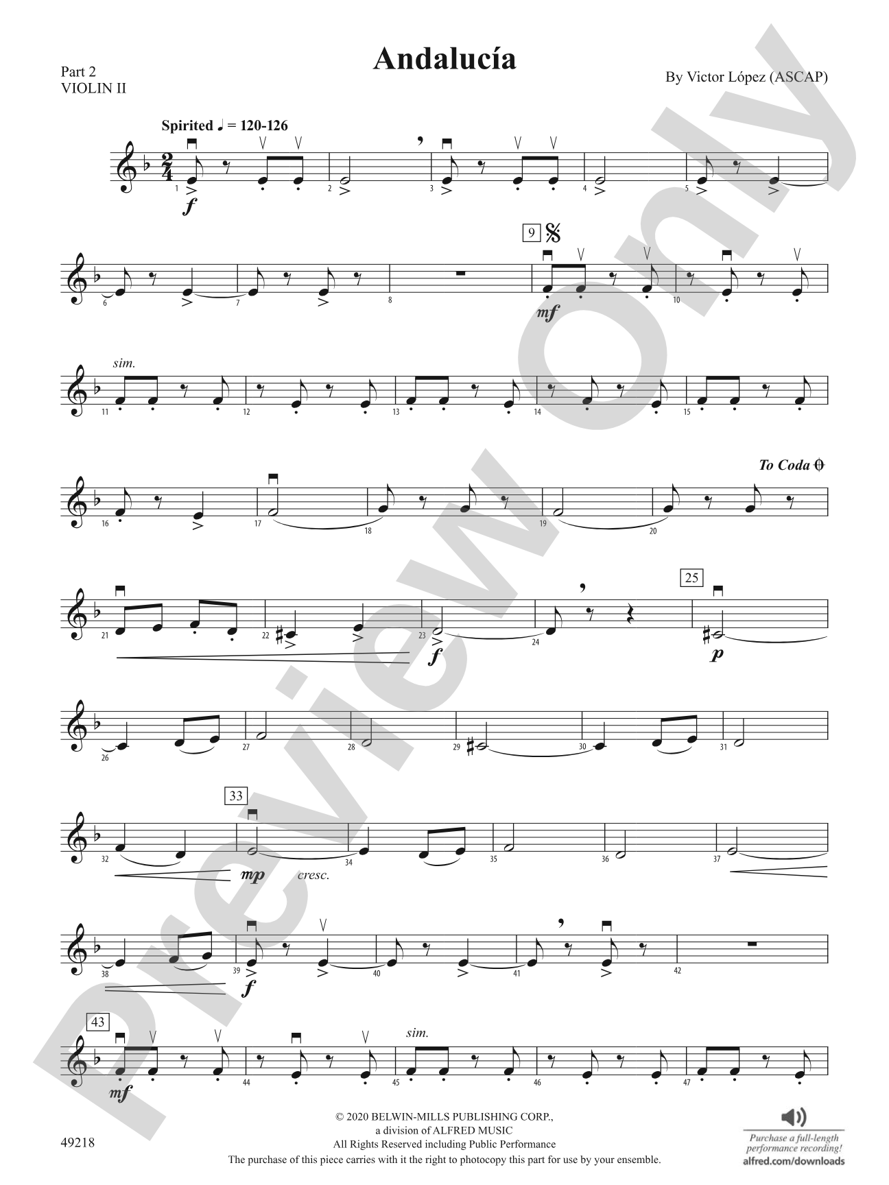 Andalucía: Part 2 - Violin I