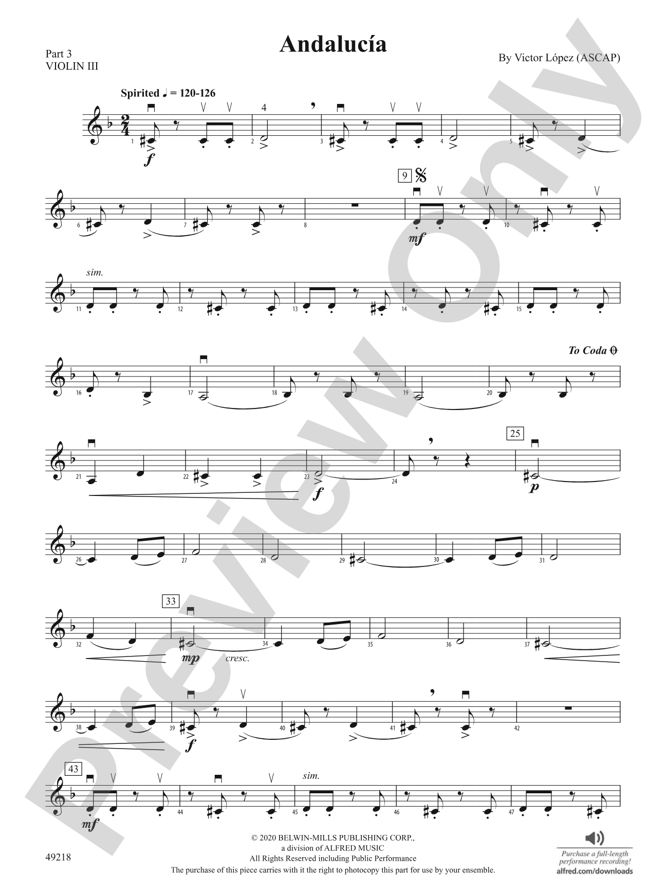 Andalucía: Part 3 - Violin I