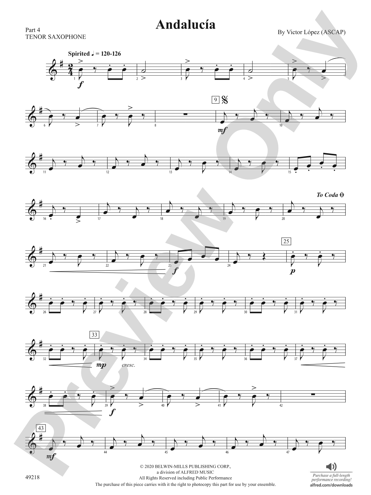 Andalucía: Part 4 - Tenor Saxophone