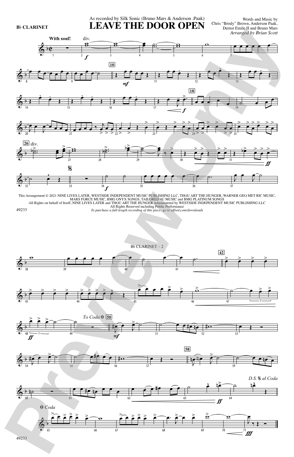 Leave the Door Open: 1st B-flat Clarinet