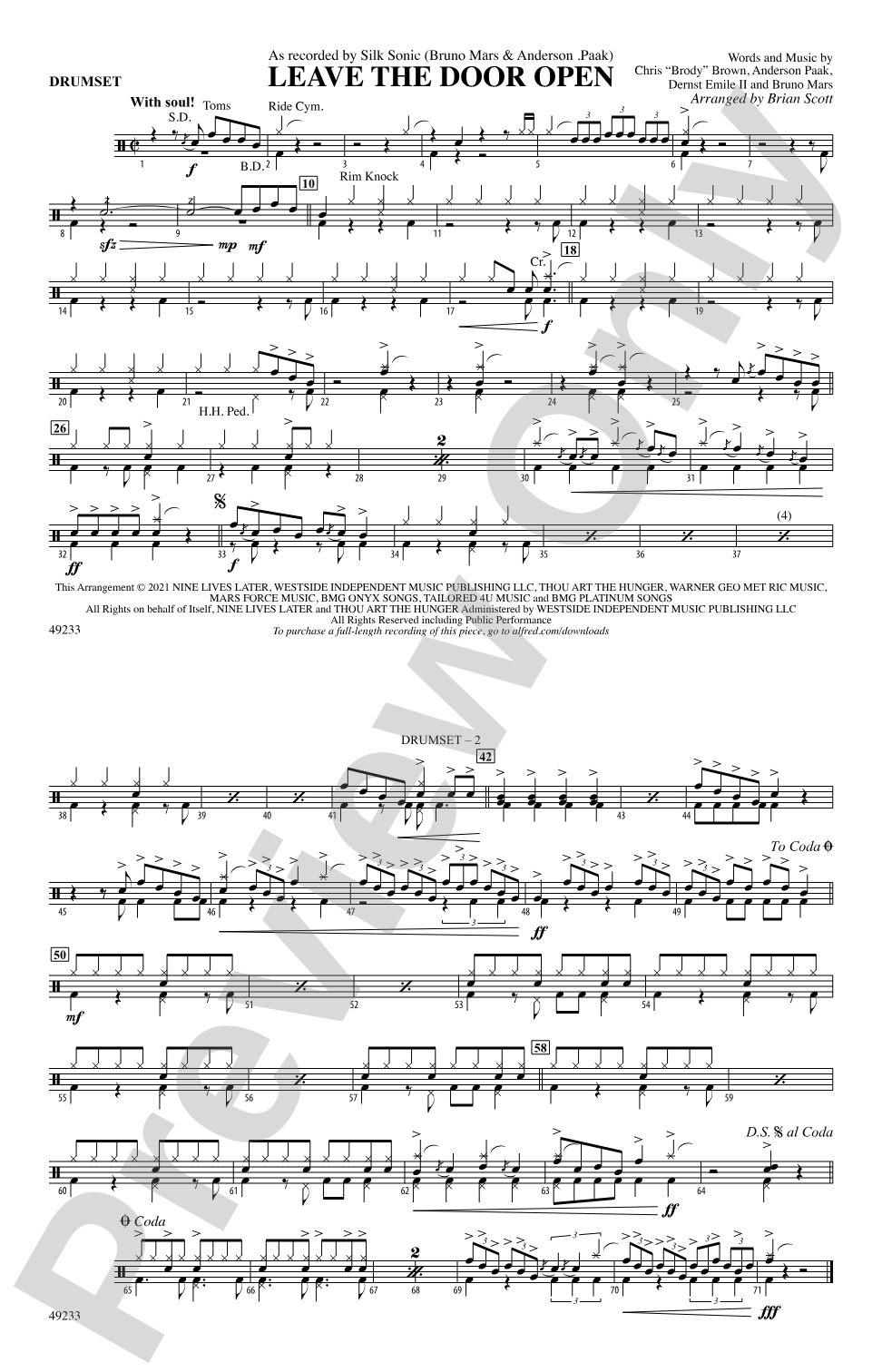 Leave the Door Open: Drums