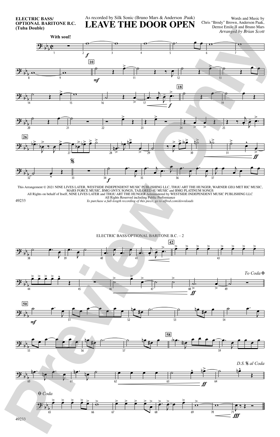 Leave the Door Open: Electric Bass