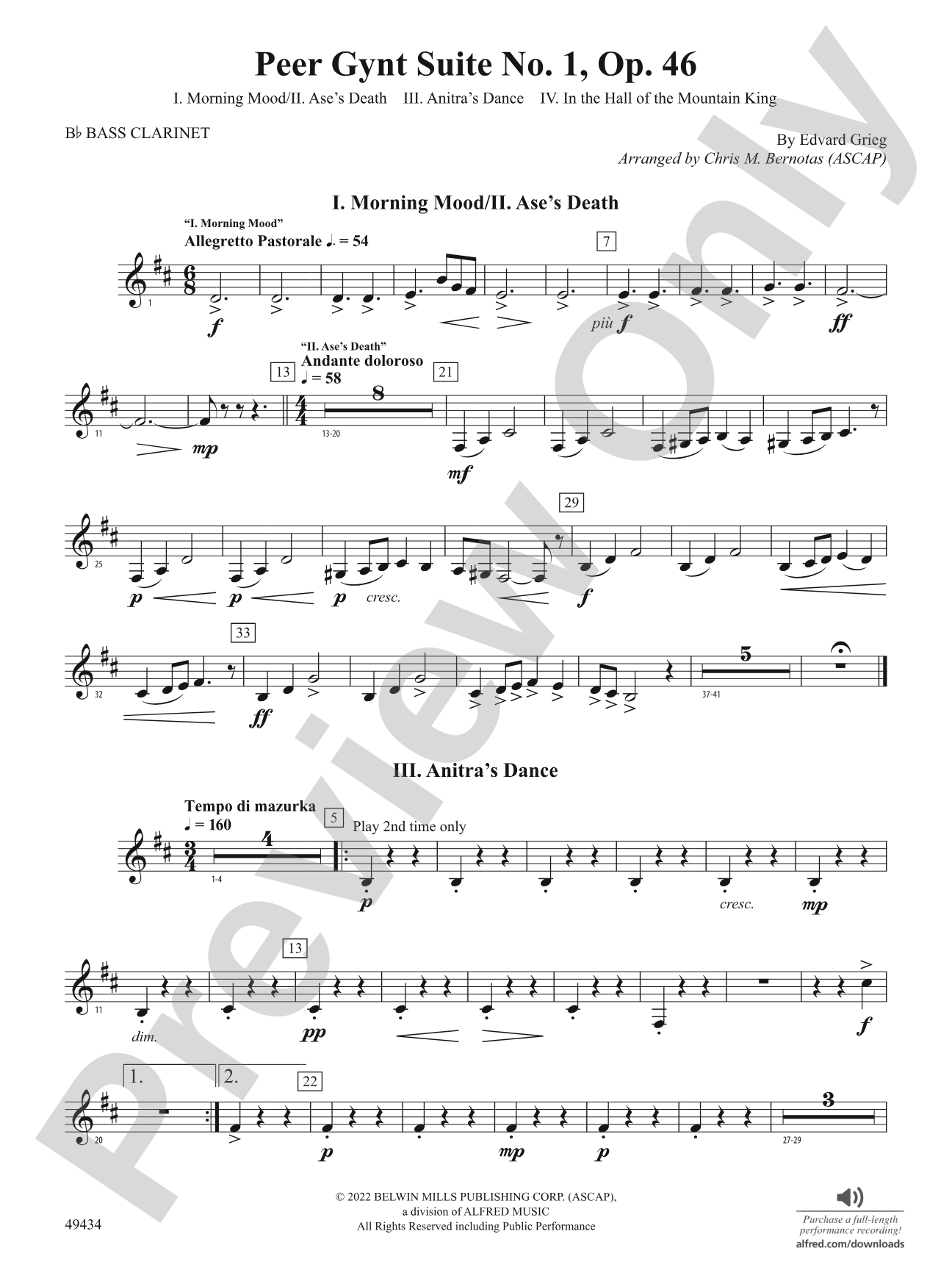 Peer Gynt Suite No.1, Op. 46: B-flat Bass Clarinet