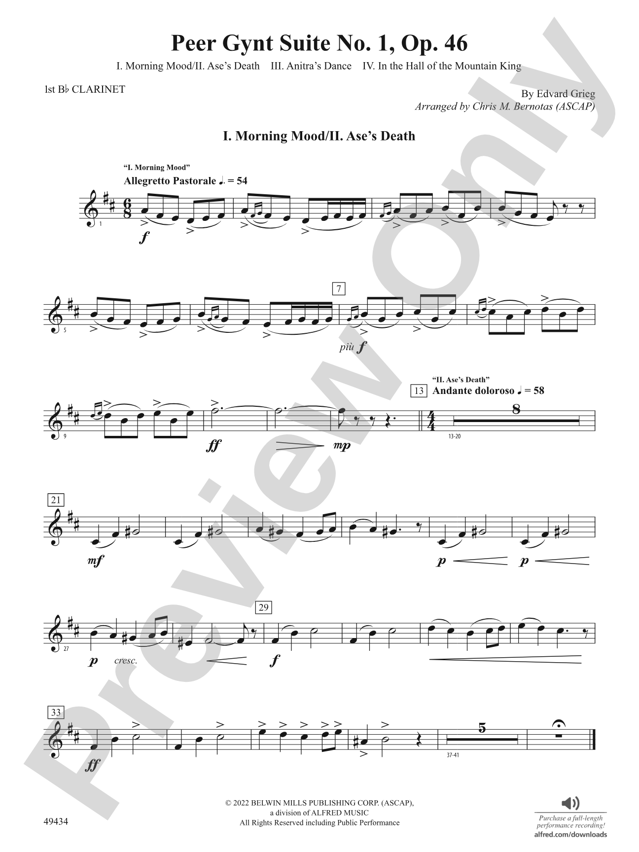 Peer Gynt Suite No.1, Op. 46: 1st B-flat Clarinet