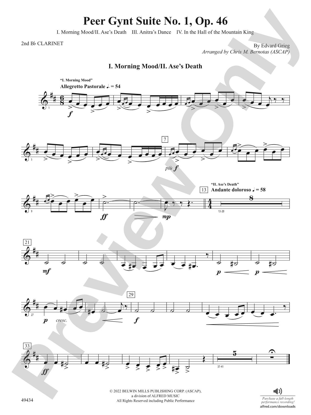 Peer Gynt Suite No.1, Op. 46: 2nd B-flat Clarinet