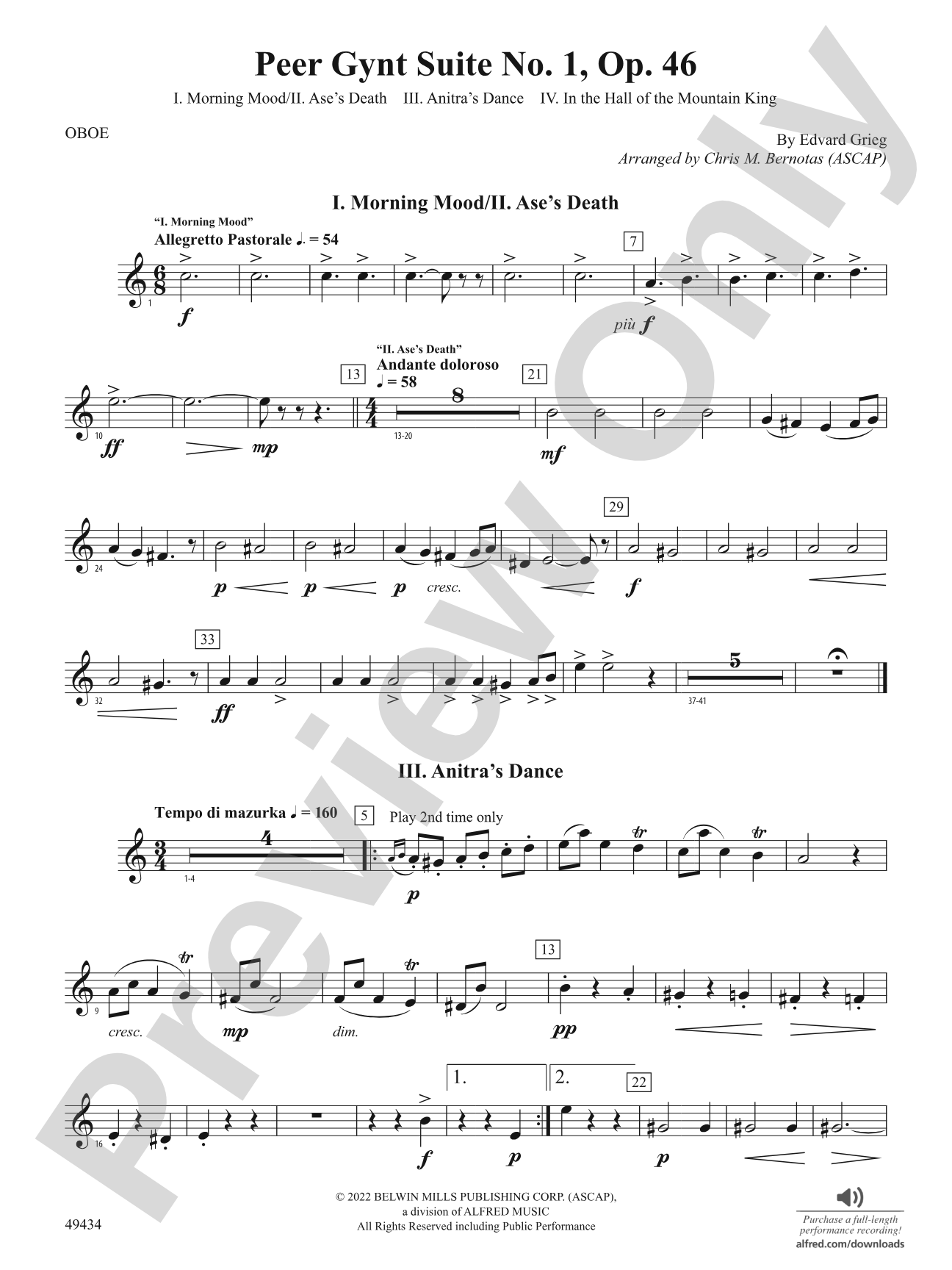 Peer Gynt Suite No.1, Op. 46: Oboe
