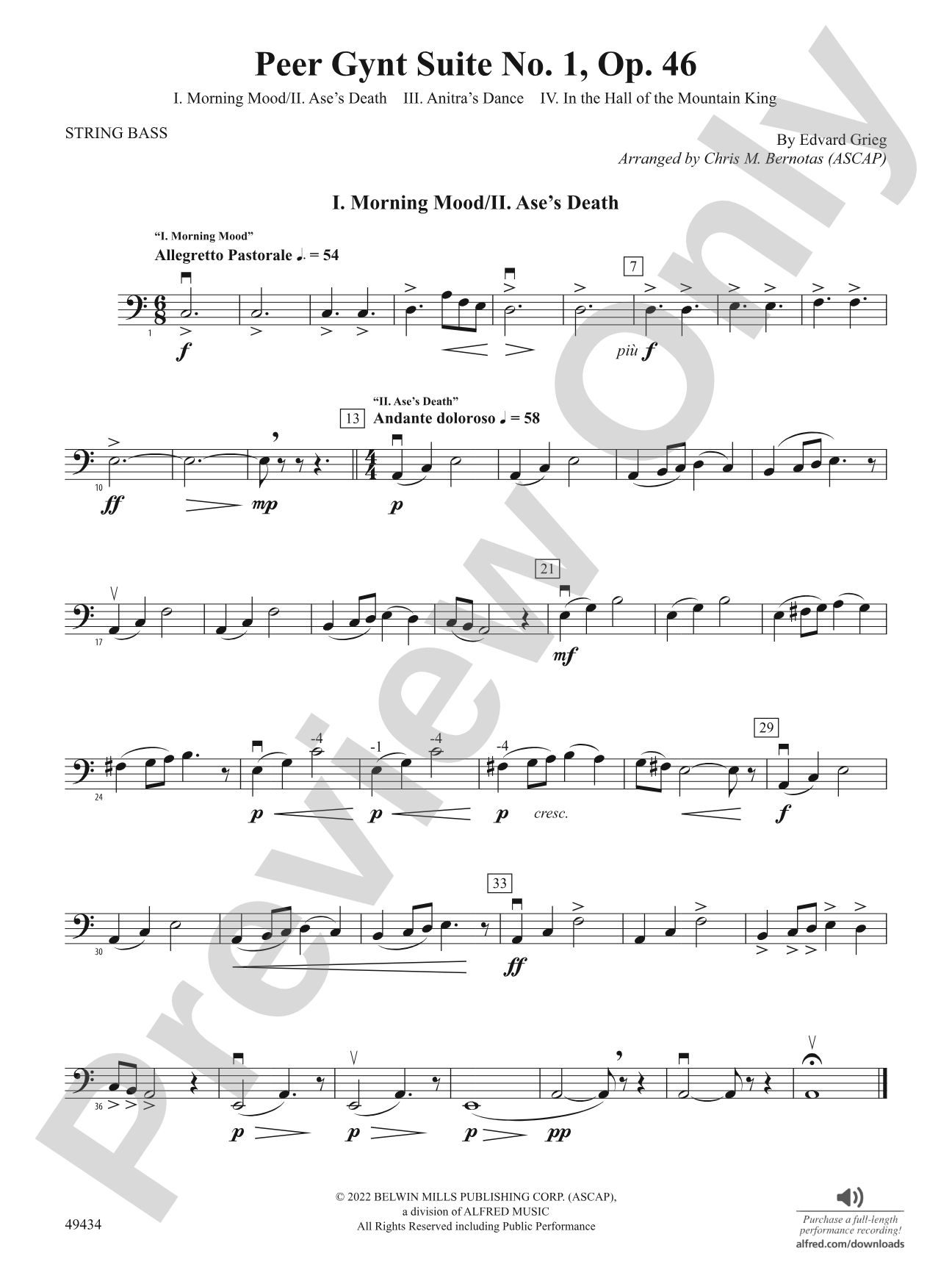 Peer Gynt Suite No.1, Op. 46: String Bass