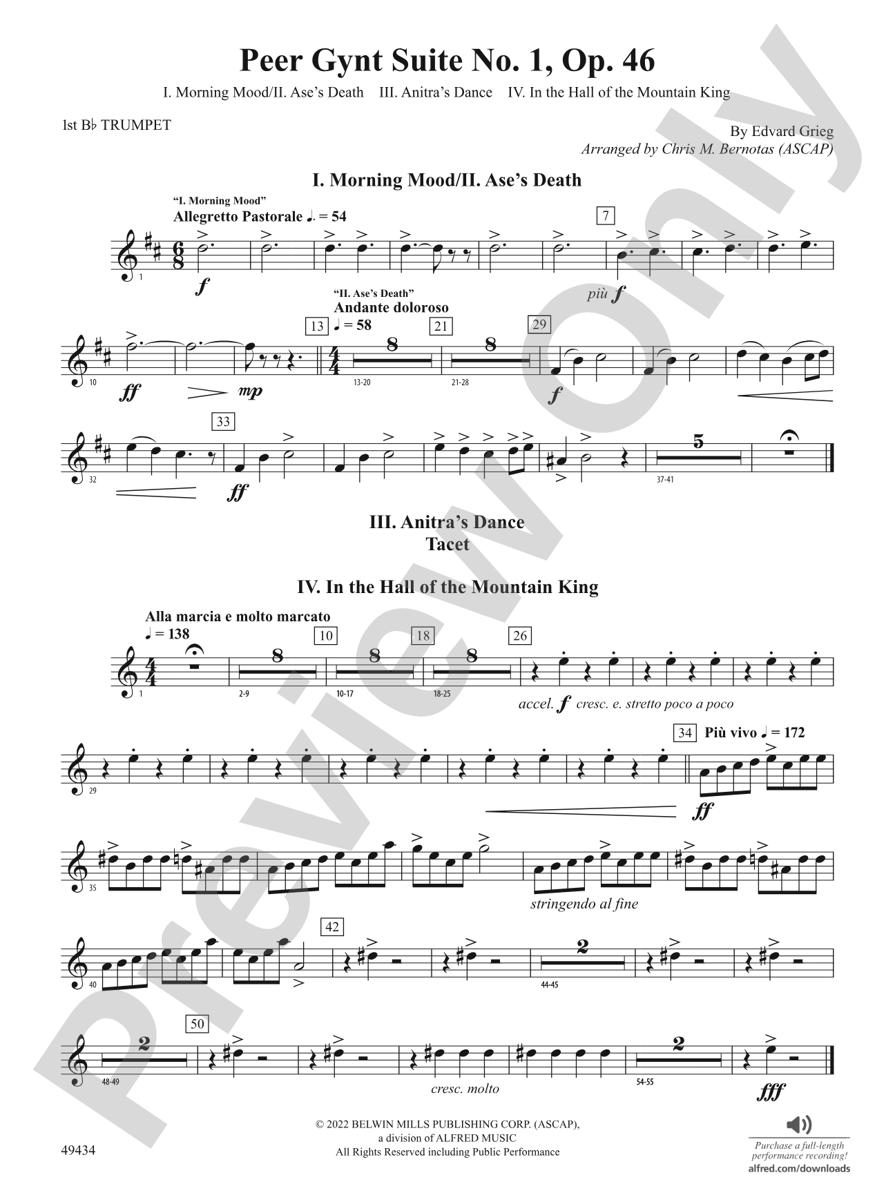 Peer Gynt Suite No.1, Op. 46: 1st B-flat Trumpet