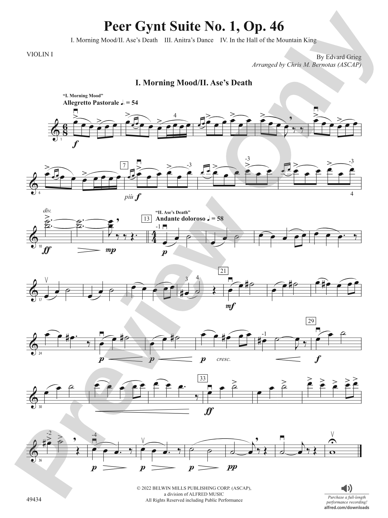 Peer Gynt Suite No.1, Op. 46: 1st Violin
