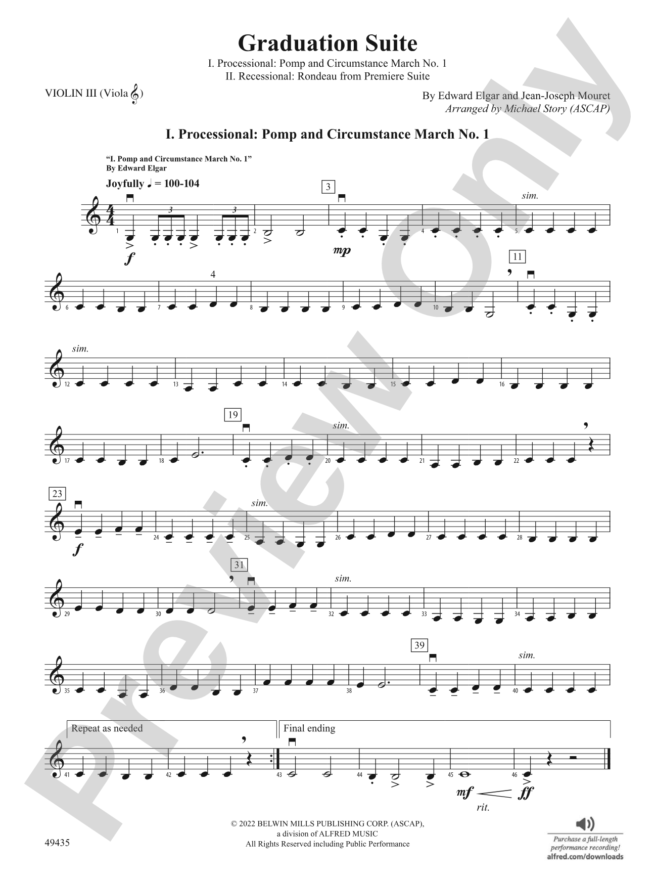 Graduation Suite: 3rd Violin (Viola [TC])