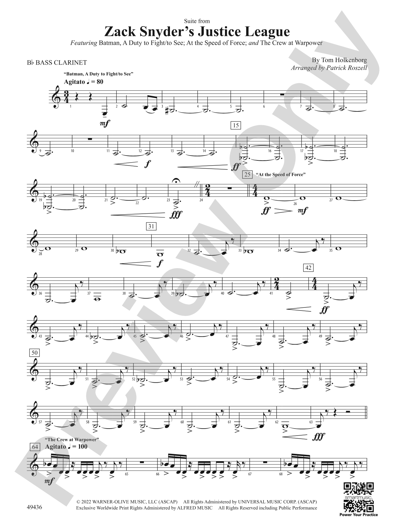 Suite from Zack Snyder's Justice League: B-flat Bass Clarinet