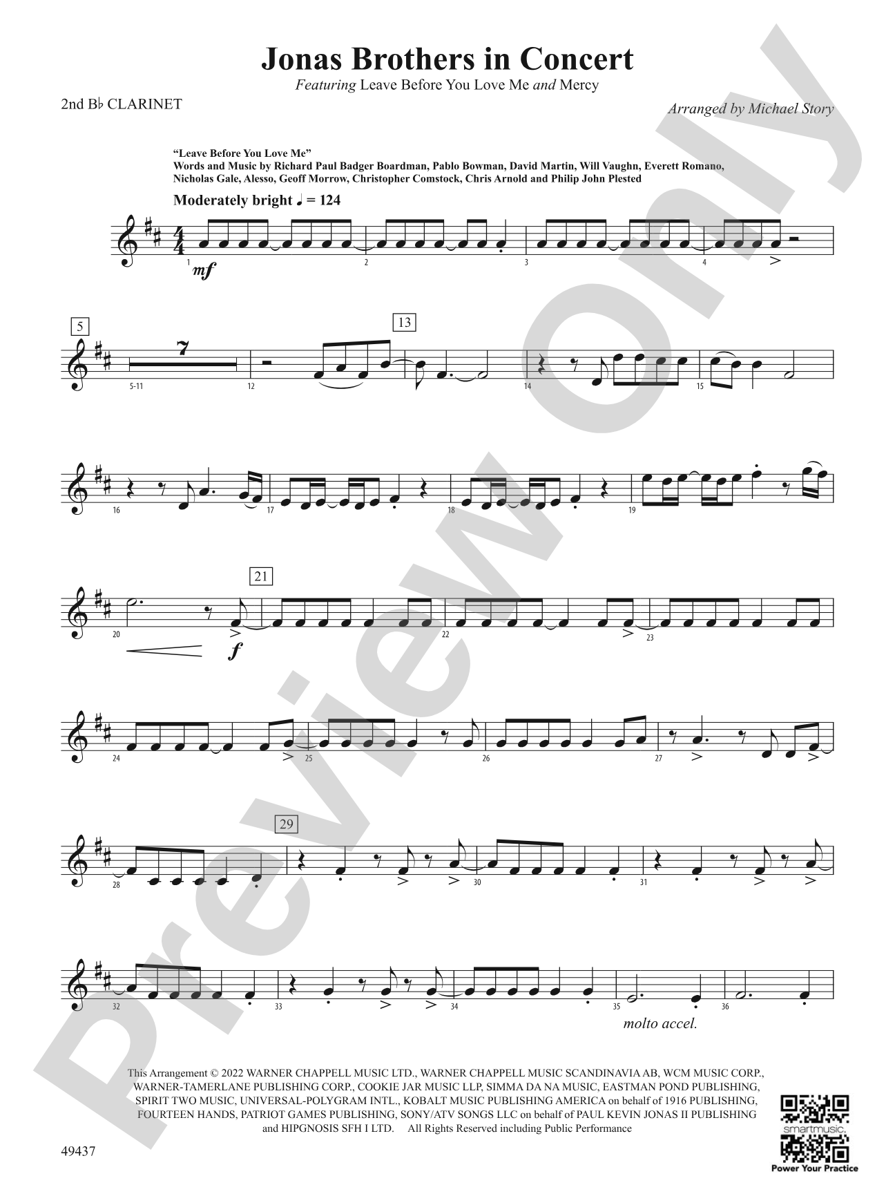 Jonas Brothers in Concert: 2nd B-flat Clarinet