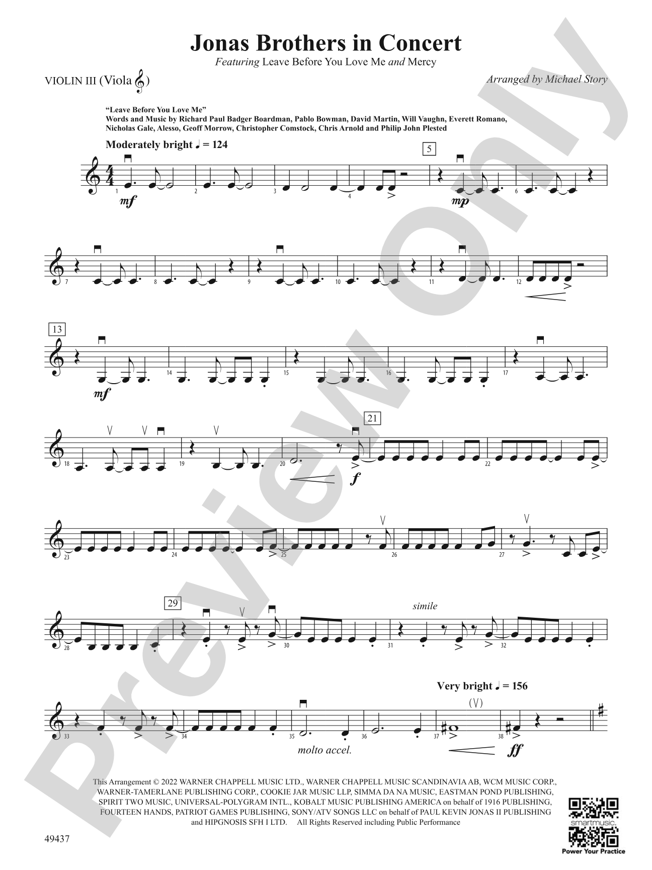 Jonas Brothers in Concert: 3rd Violin (Viola [TC])