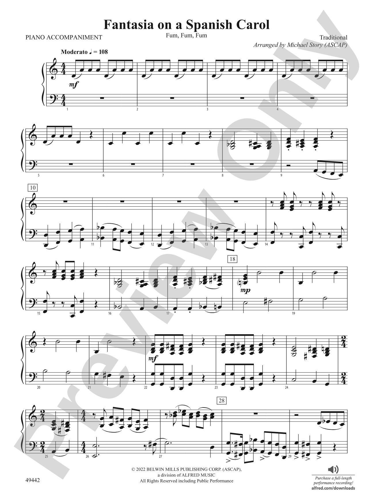 Fantasia on a Spanish Carol: Piano Accompaniment