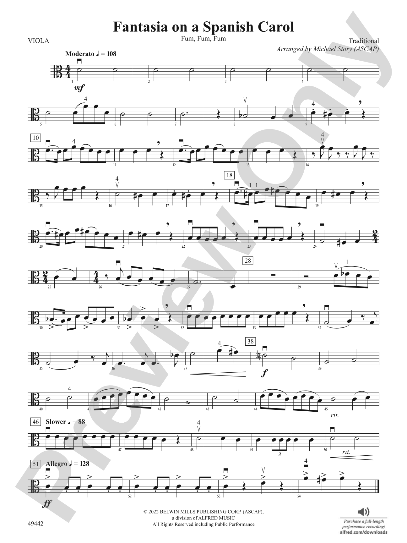 Fantasia on a Spanish Carol: Viola