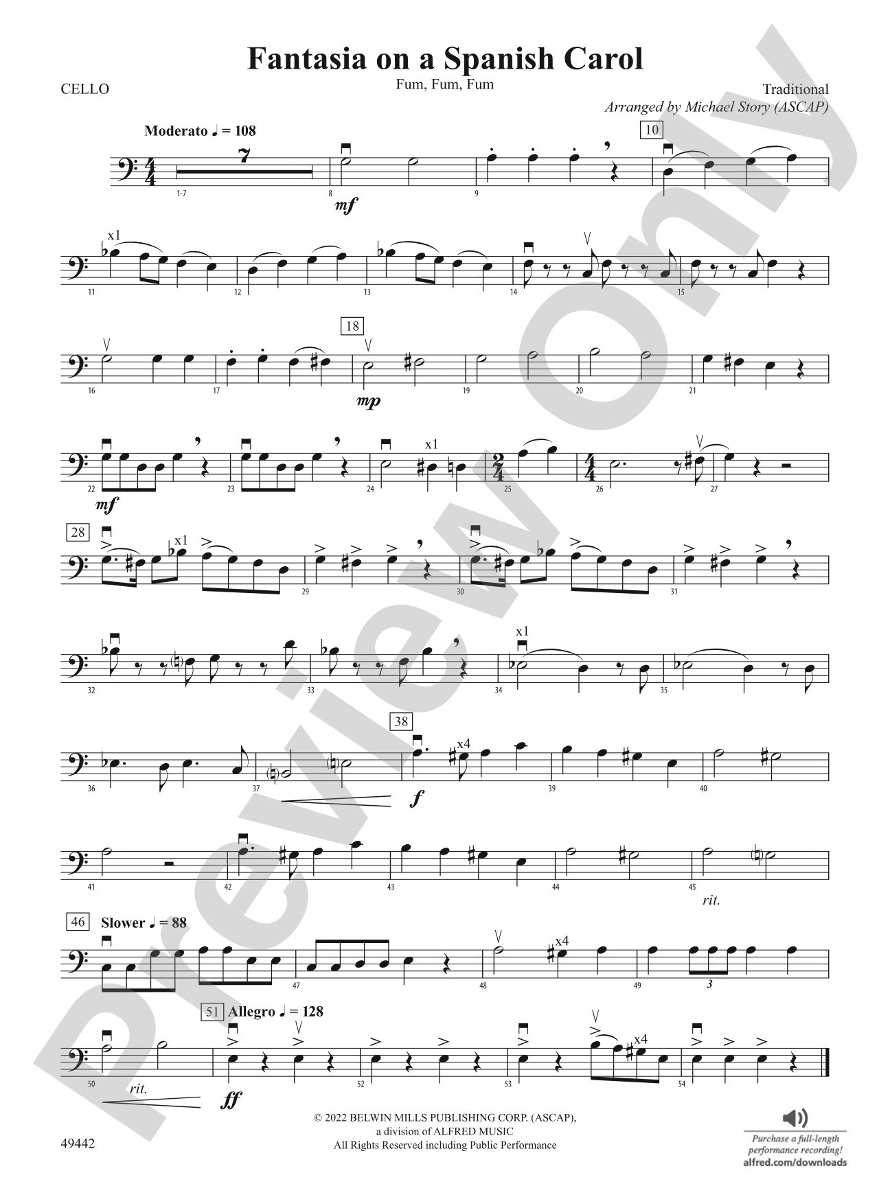 Fantasia on a Spanish Carol: Cello