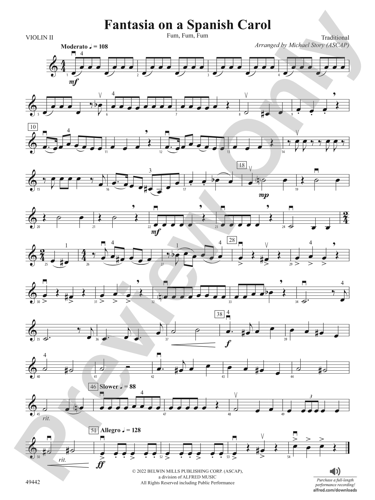 Fantasia on a Spanish Carol: 2nd Violin