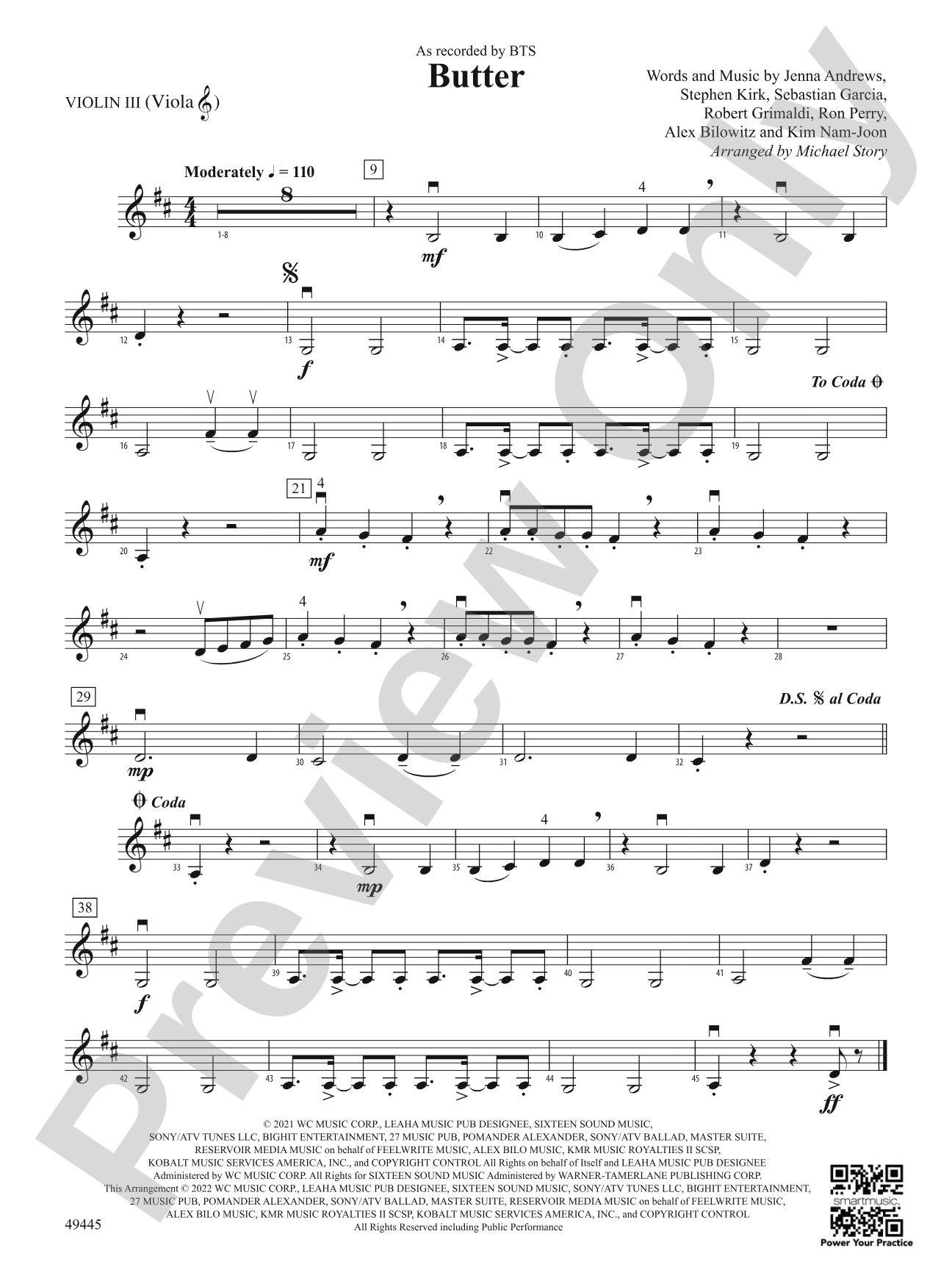 Butter: 3rd Violin (Viola [TC])