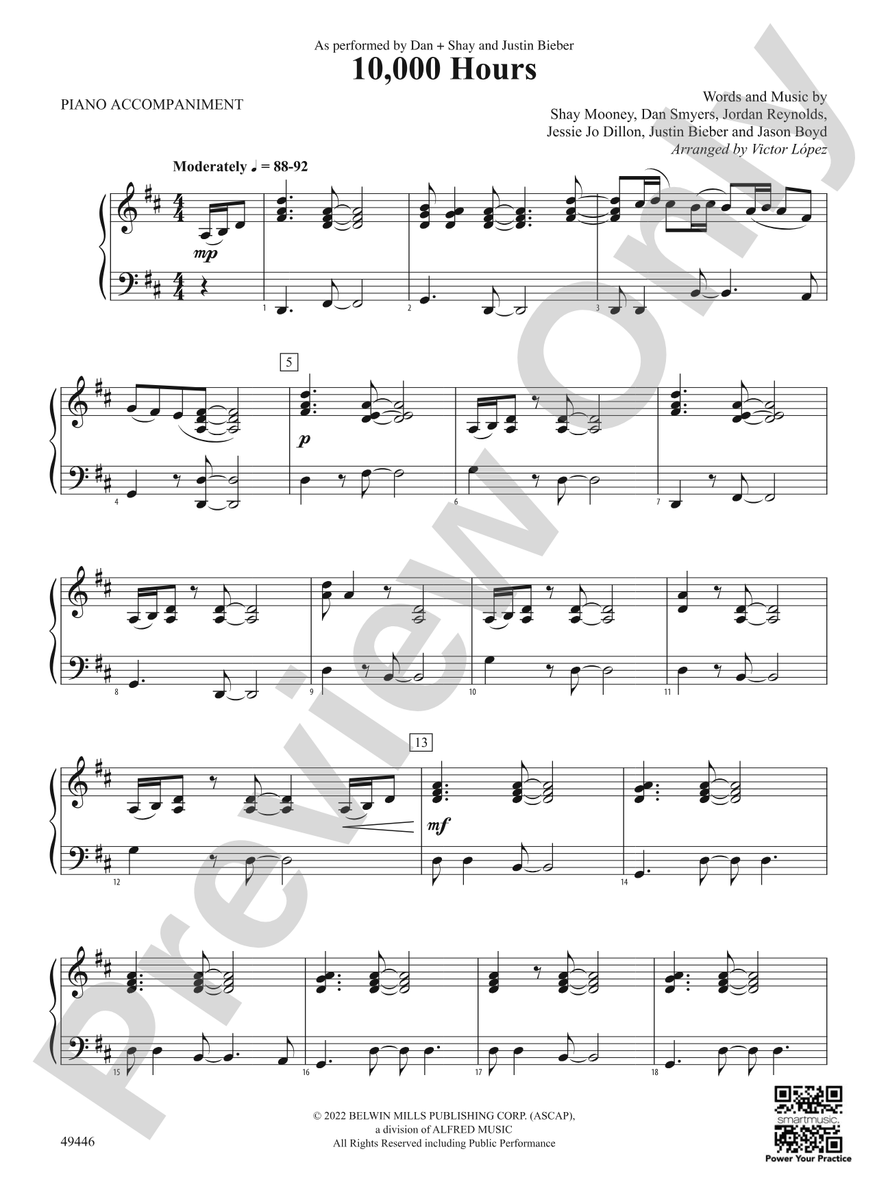 10,000 Hours: Piano Accompaniment
