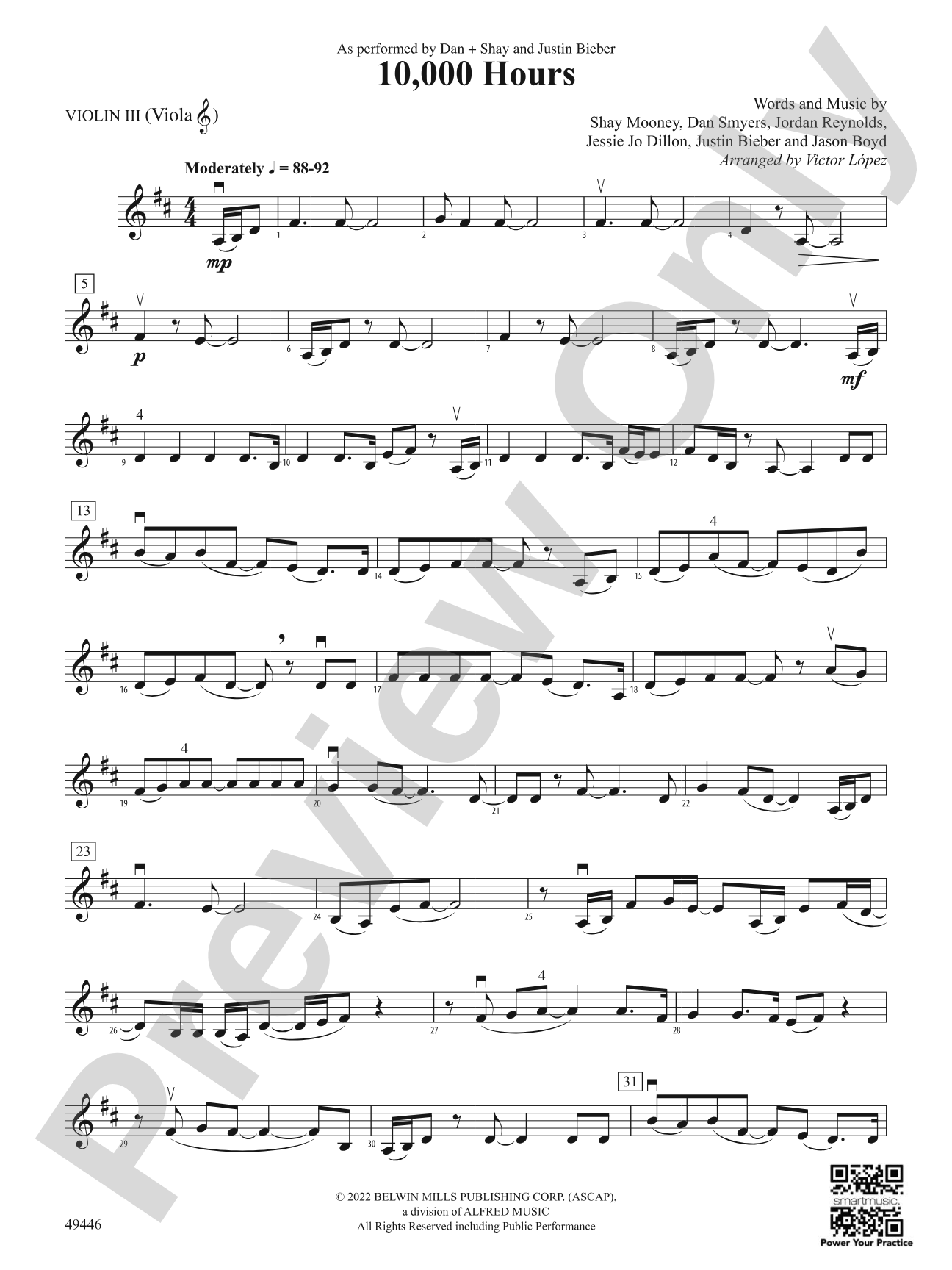 10,000 Hours: 3rd Violin (Viola [TC])