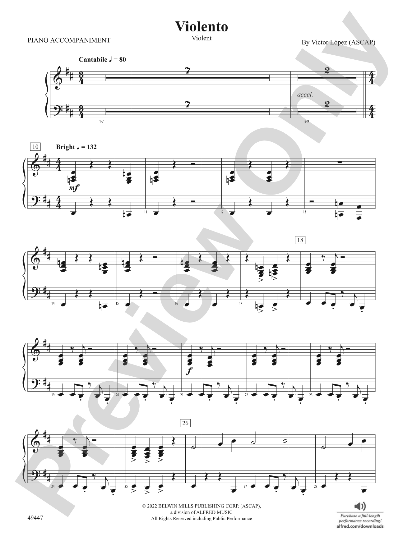 Violento: Piano Accompaniment