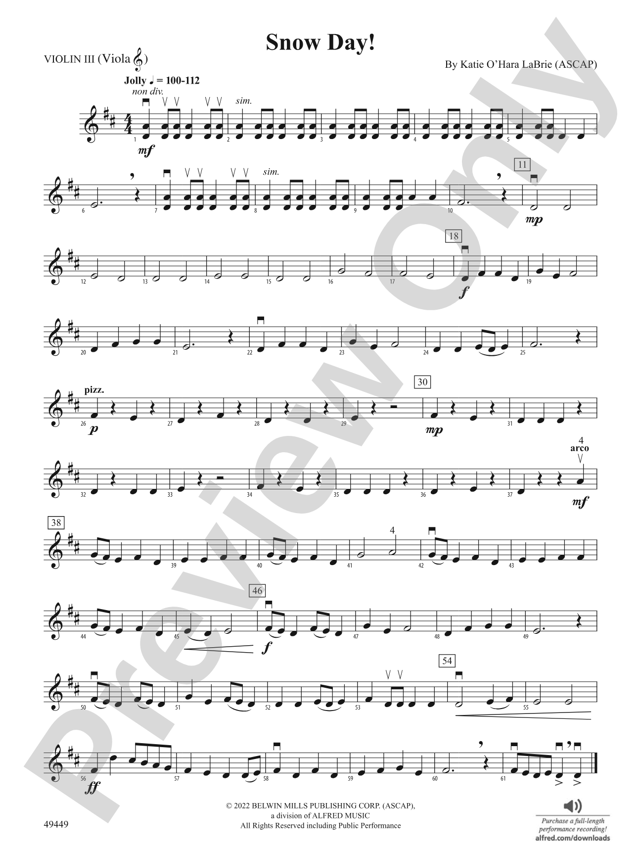 Snow Day: 3rd Violin (Viola [TC])