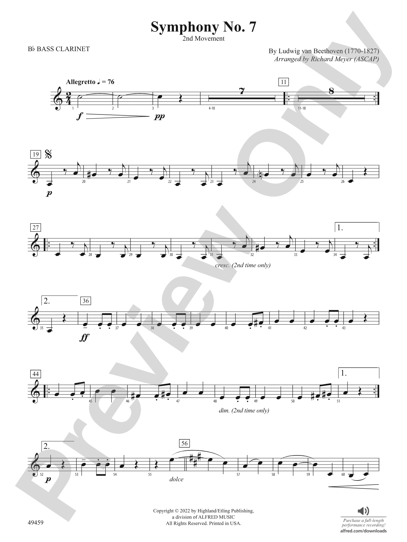 Symphony No. 7: B-flat Bass Clarinet