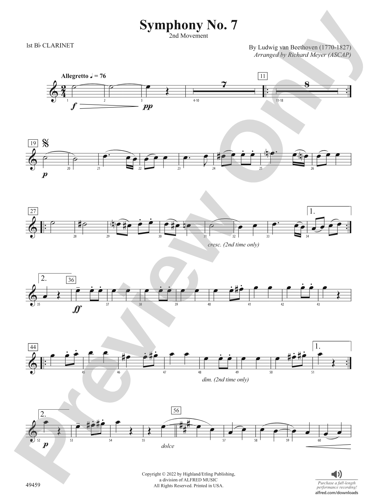 Symphony No. 7: 1st B-flat Clarinet