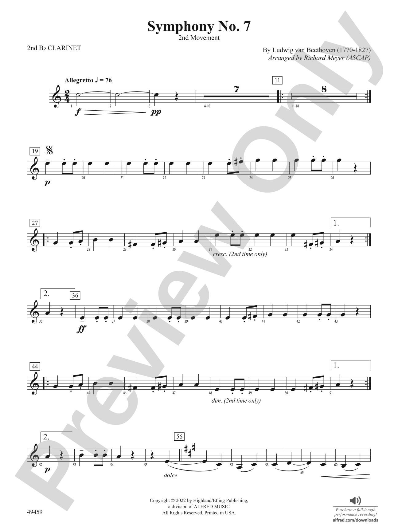Symphony No. 7: 2nd B-flat Clarinet