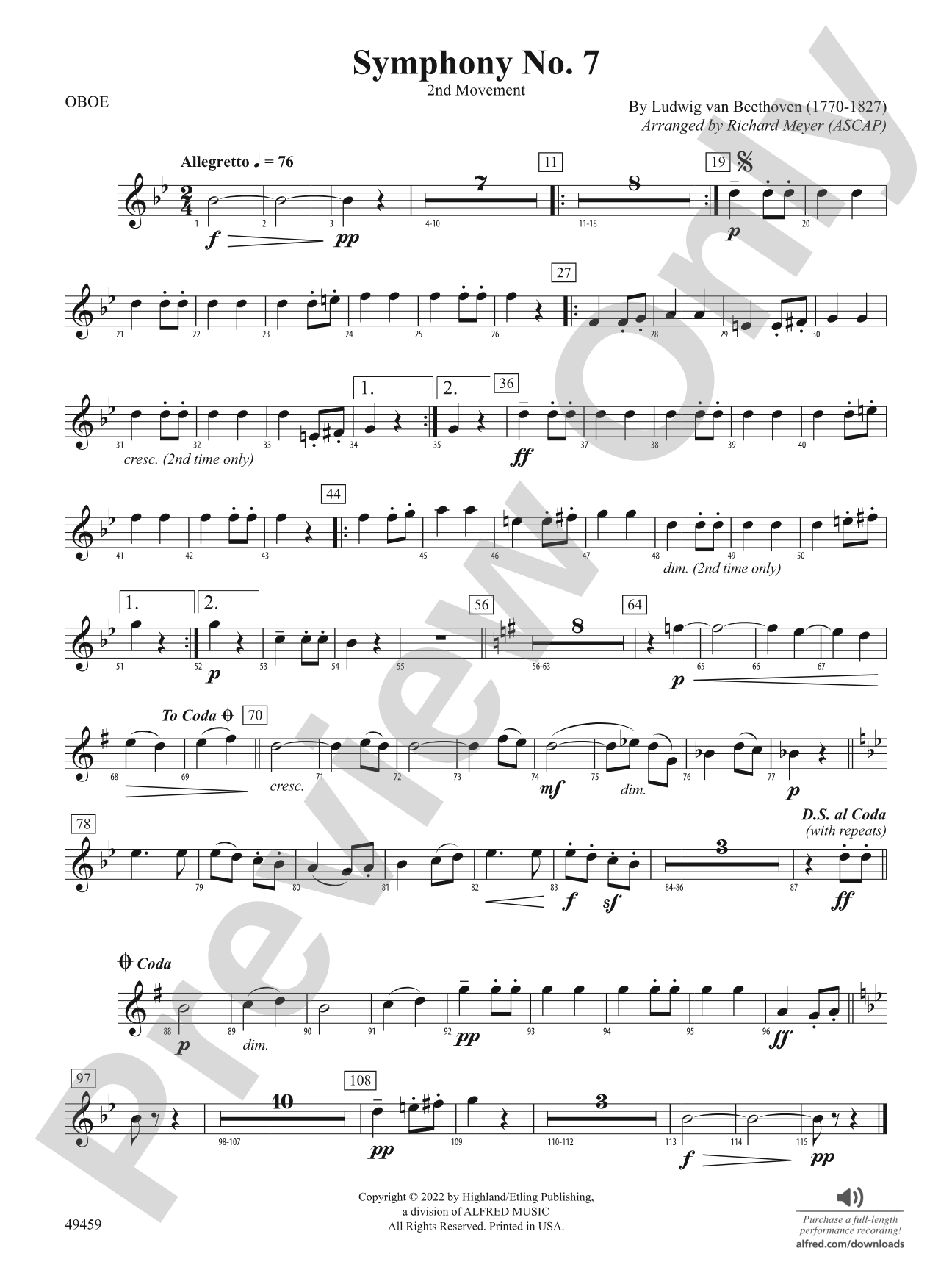 Symphony No. 7: Oboe