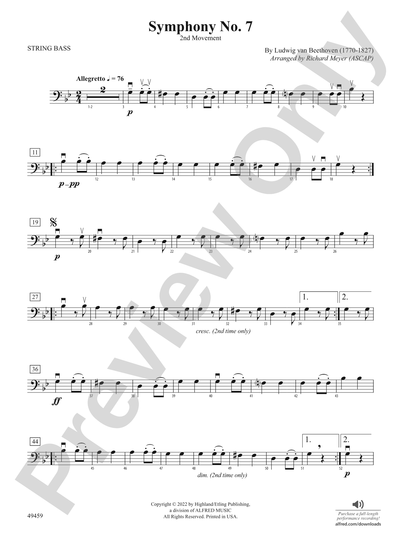Symphony No. 7: String Bass