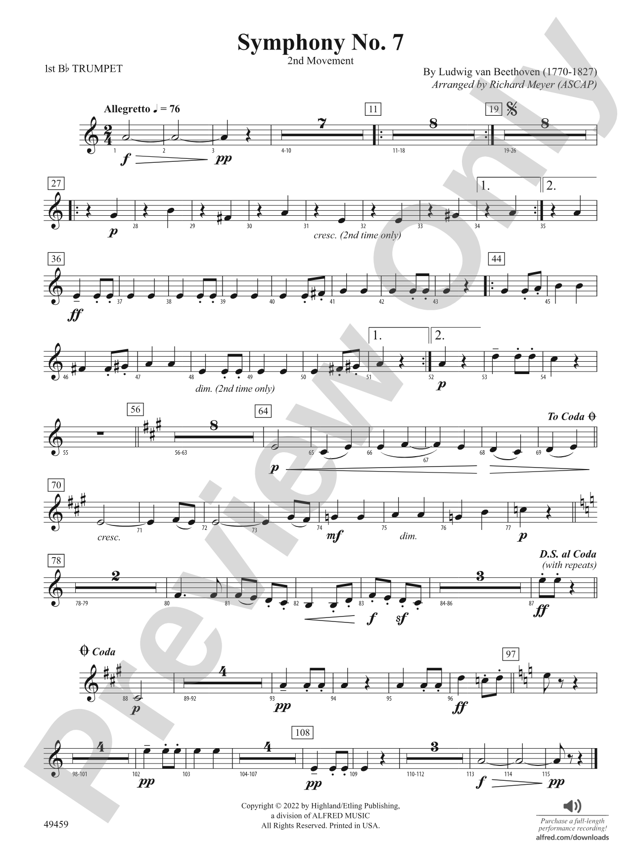 Symphony No. 7: 1st B-flat Trumpet