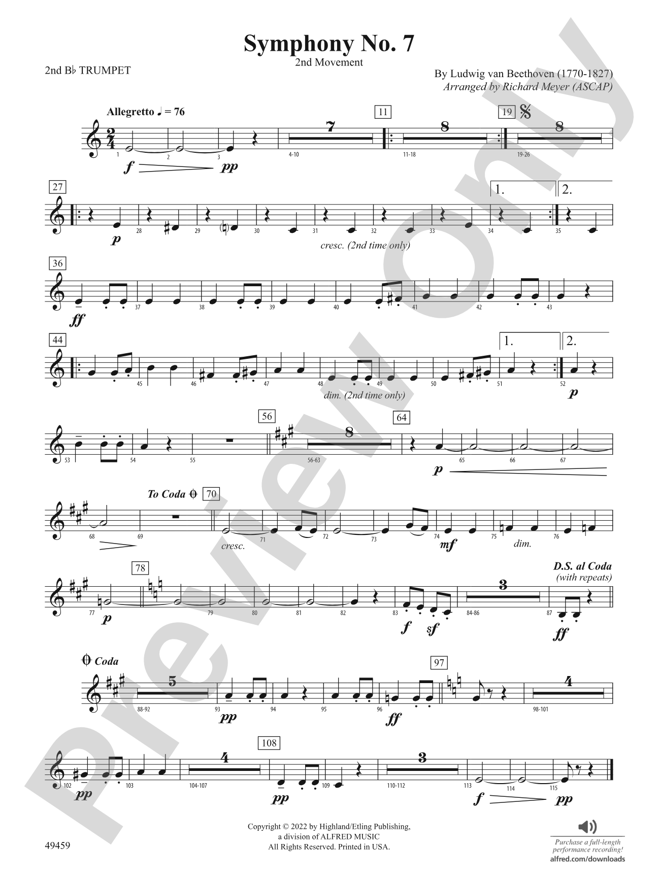 Symphony No. 7: 2nd B-flat Trumpet