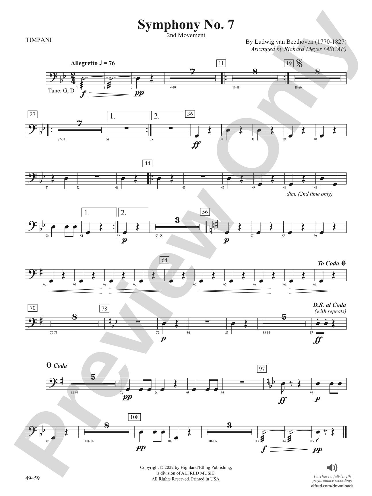 Symphony No. 7: Timpani