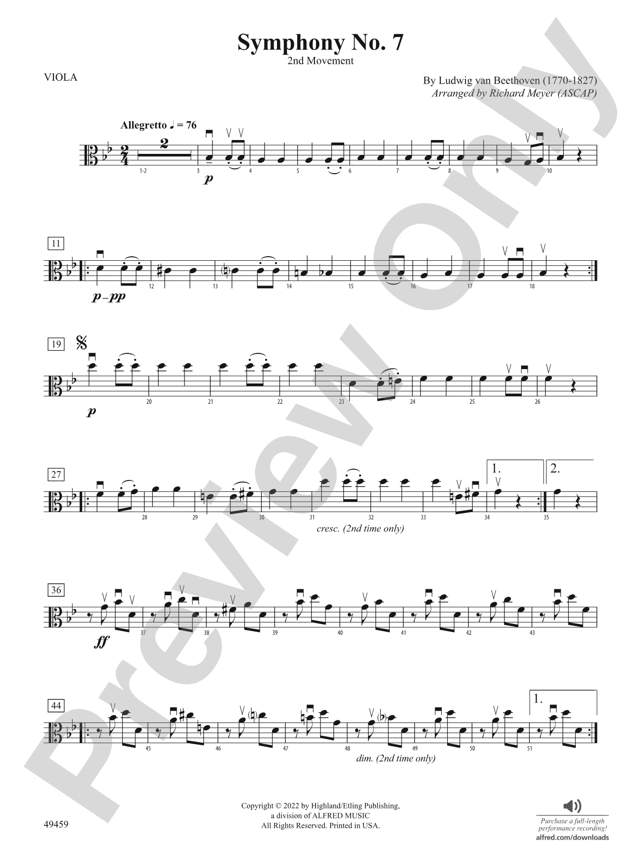 Symphony No. 7: Viola