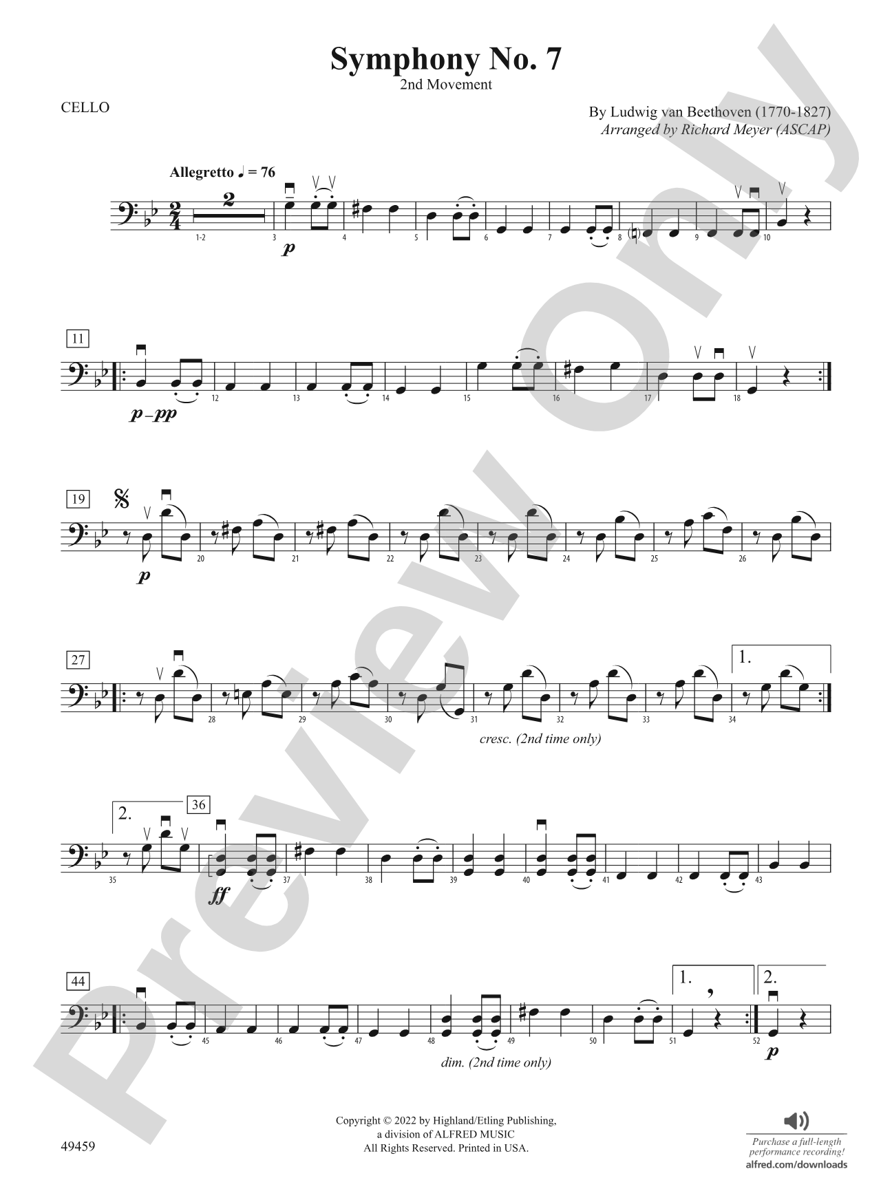 Symphony No. 7: Cello