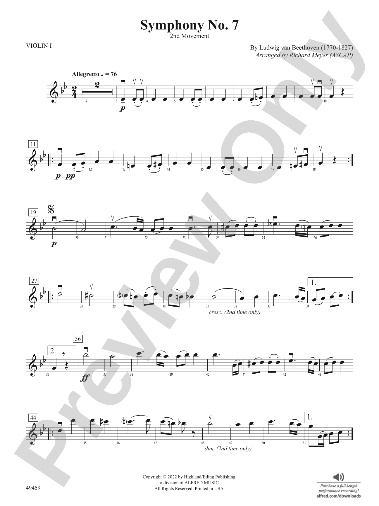 Symphony No. 7: 1st Violin