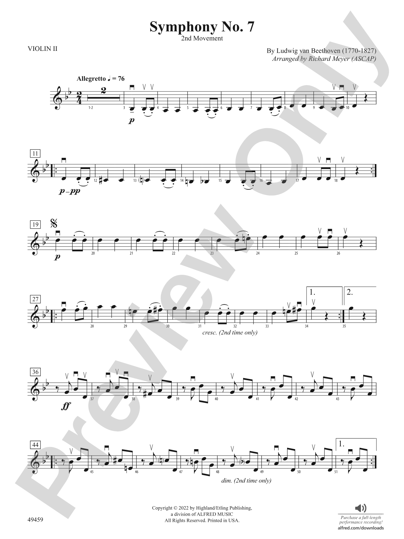 Symphony No. 7: 2nd Violin