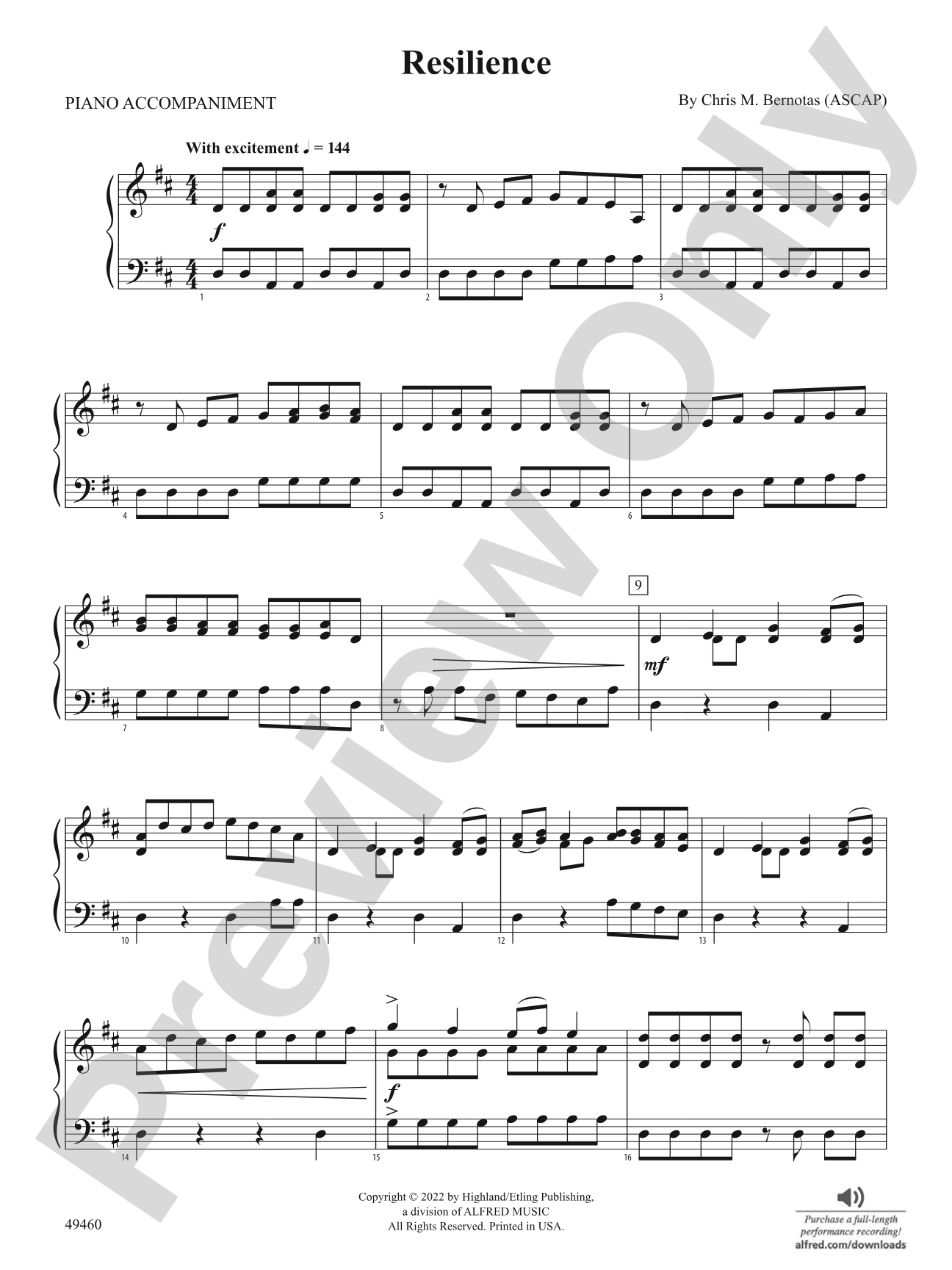 Resilience: Piano Accompaniment