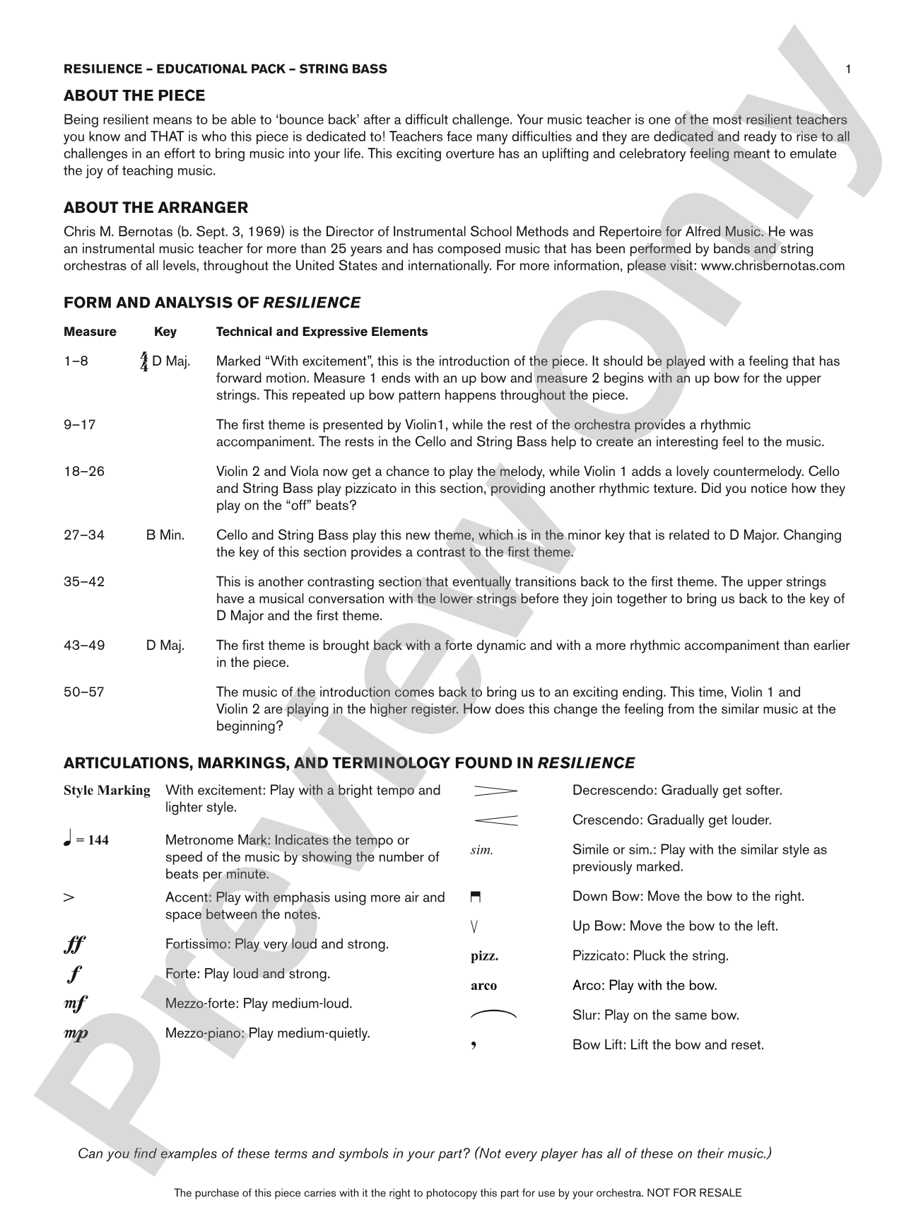Resilience: Bass Educational Pack