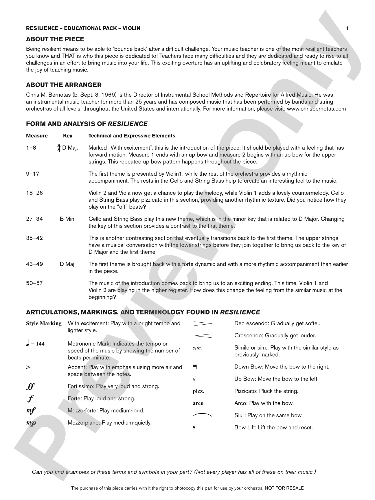 Resilience: Violin Educational Pack