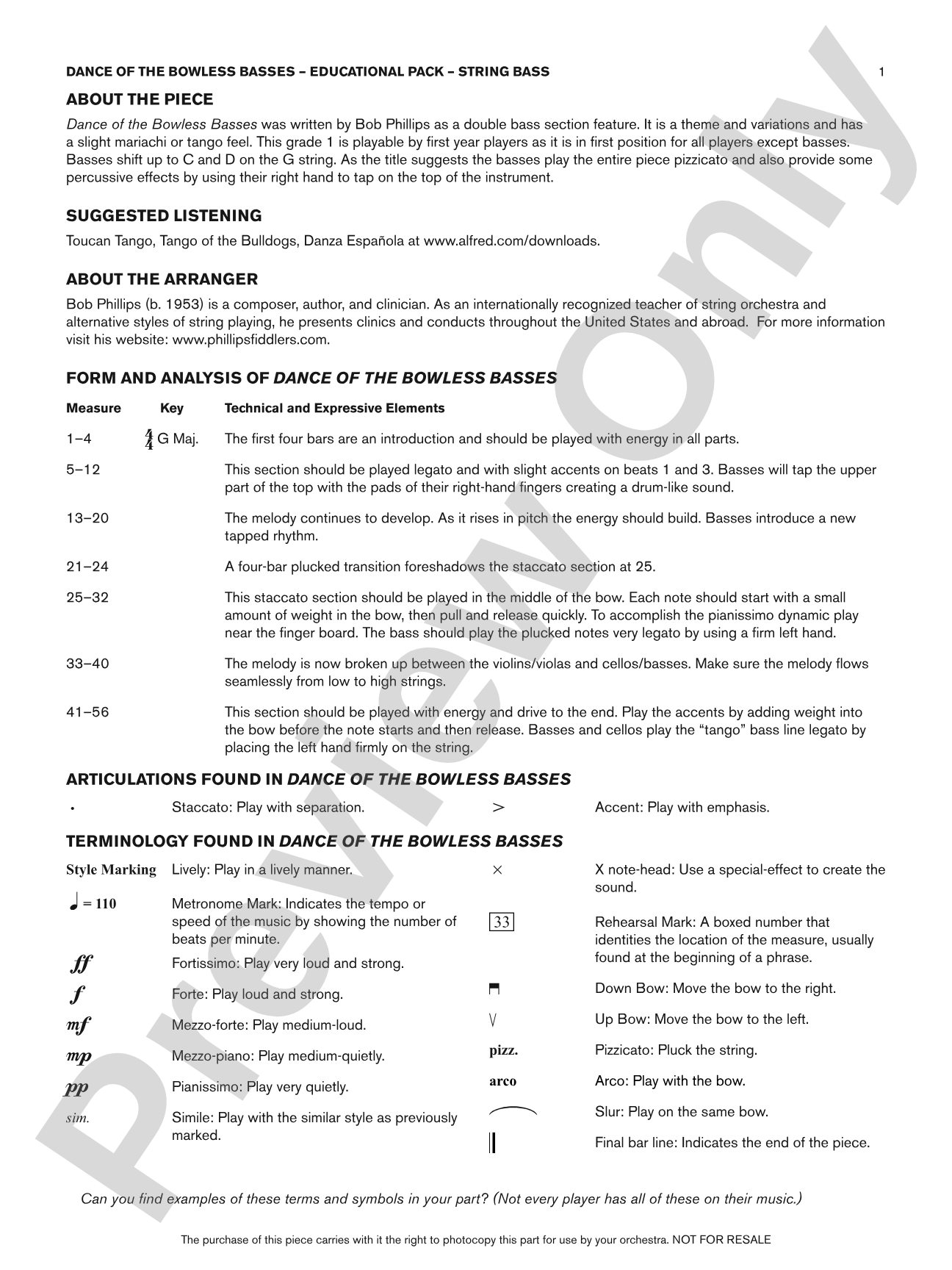 Dance of the Bowless Basses: Bass Educational Pack