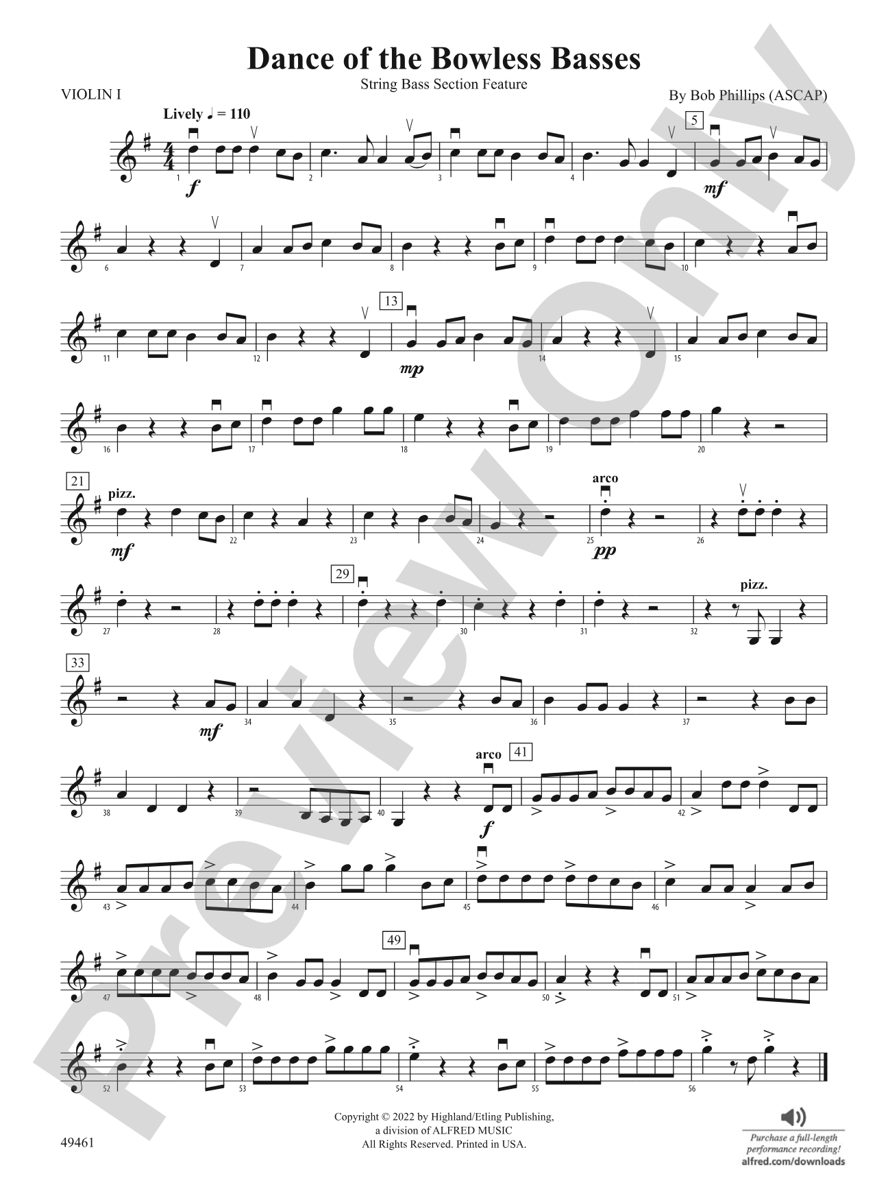 Dance of the Bowless Basses: 1st Violin