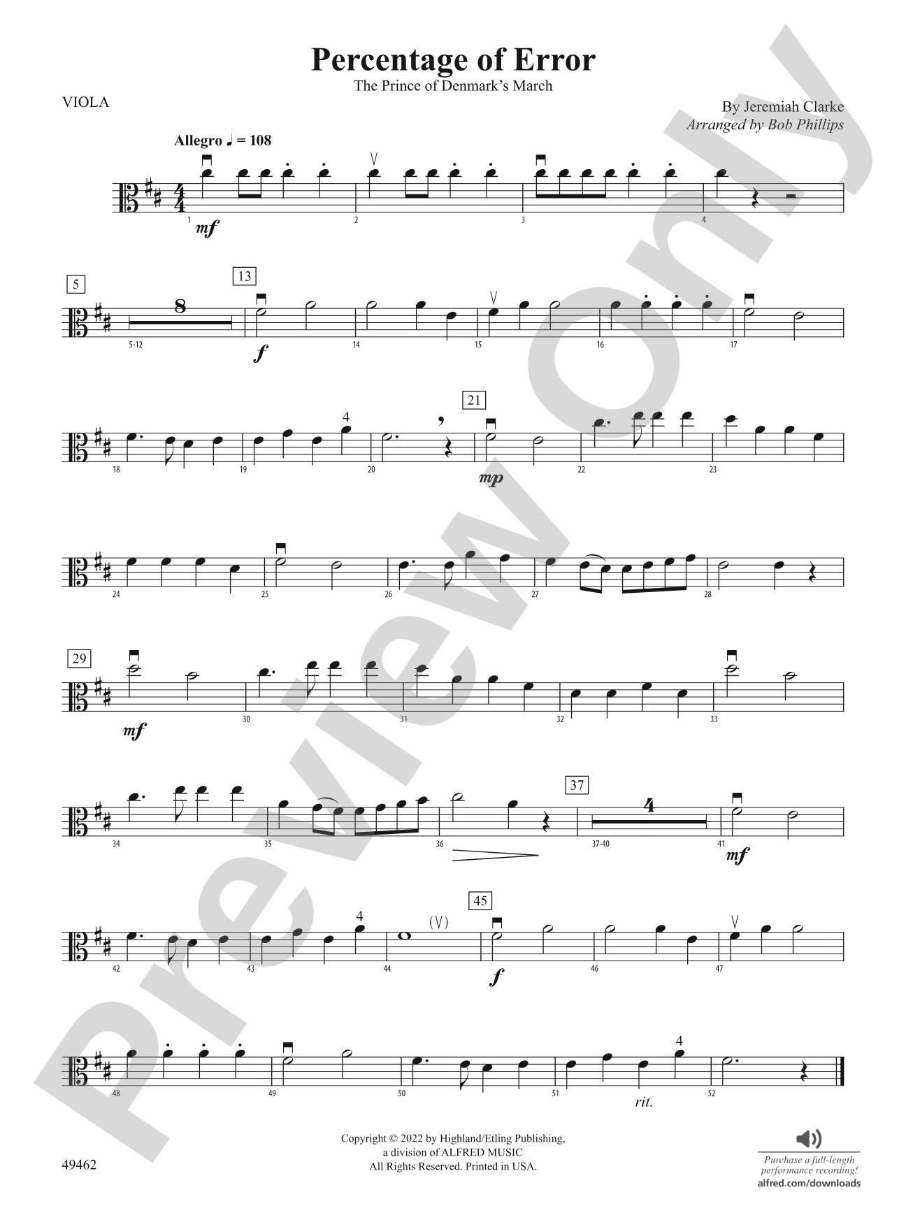 Percentage of Error: Viola